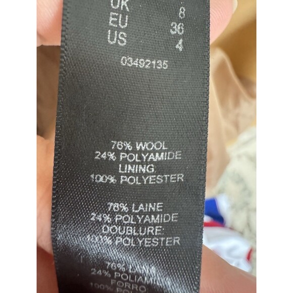 ASOS Womens Tan Beige Wool Coat Size 4 Belted Midi - Picture 3 of 9